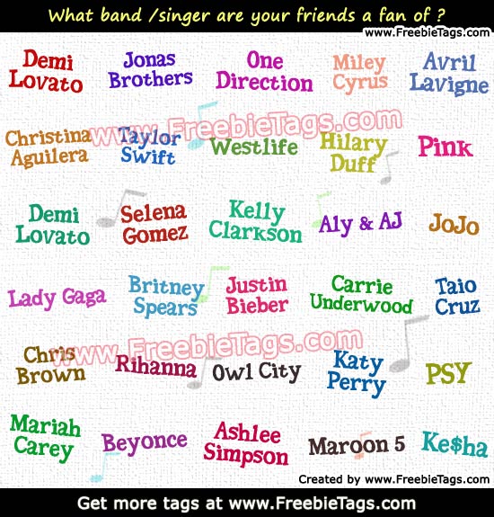 Tag my pals with top teen singers and bands fan facebook tag photo